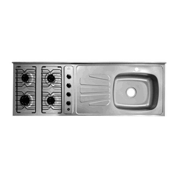 MESÓN EN ACERO INOXIDABLE ESCURRIDOR IZQUIERDO MONOCONTROL 150 X 50 CON ESTUFA 4G